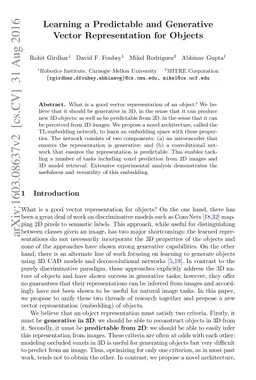 Learning a Predictable and Generative Vector Representation for Objects