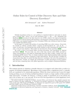 Online Rules for Control of False Discovery Rate and False Discovery
  Exceedance