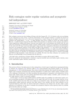 Risk contagion under regular variation and asymptotic tail independence