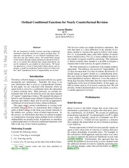 Ordinal Conditional Functions for Nearly Counterfactual Revision