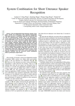 System Combination for Short Utterance Speaker Recognition