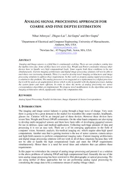 Analog Signal Processing Approach for Coarse and Fine Depth Estimation