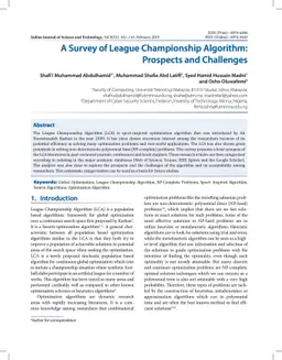 A Survey of League Championship Algorithm: Prospects and Challenges
