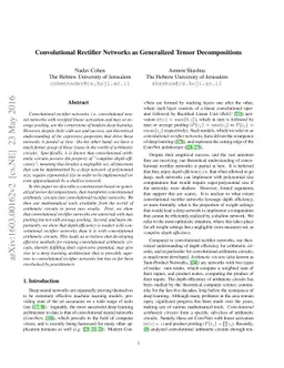 Convolutional Rectifier Networks as Generalized Tensor Decompositions