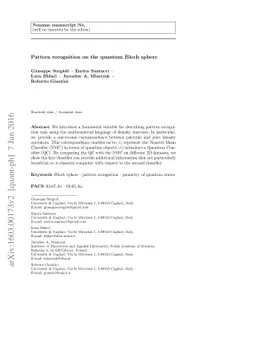 Pattern recognition on the quantum Bloch sphere