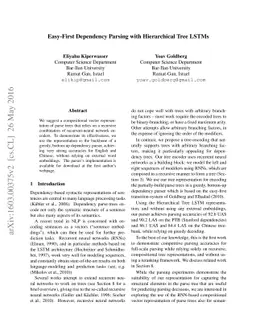 Easy-First Dependency Parsing with Hierarchical Tree LSTMs