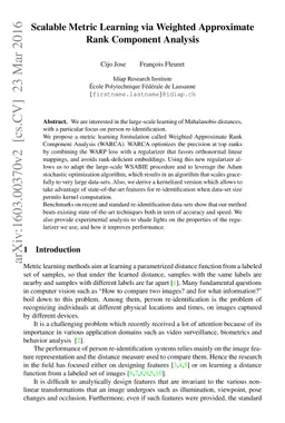 Scalable Metric Learning via Weighted Approximate Rank Component
  Analysis