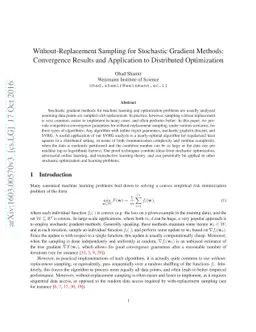 Without-Replacement Sampling for Stochastic Gradient Methods:
  Convergence Results and Application to Distributed Optimization