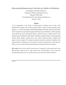 Beta generated Kumaraswamy-G and other new families of distributions