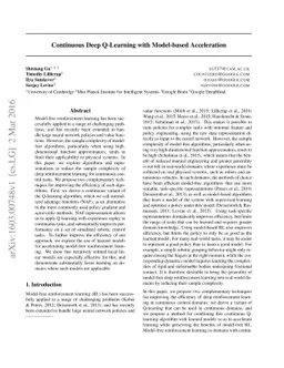 Continuous Deep Q-Learning with Model-based Acceleration