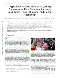 HyperFace: A Deep Multi-task Learning Framework for Face Detection,
  Landmark Localization, Pose Estimation, and Gender Recognition