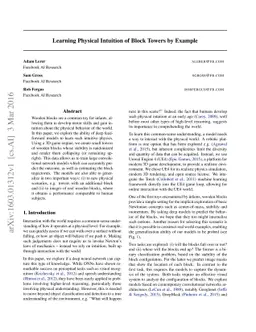 Learning Physical Intuition of Block Towers by Example