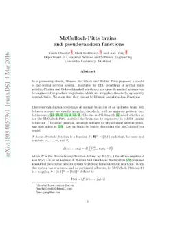 McCulloch-Pitts brains and pseudorandom functions