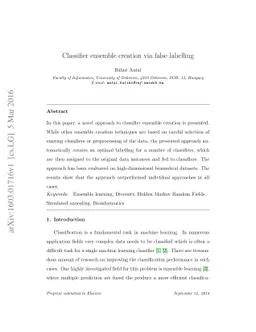 Classifier ensemble creation via false labelling