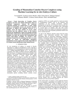 Grading of Mammalian Cumulus Oocyte Complexes using Machine Learning for
  in Vitro Embryo Culture