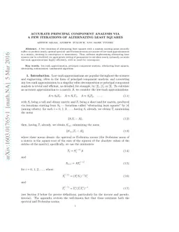 Accurate principal component analysis via a few iterations of
  alternating least squares