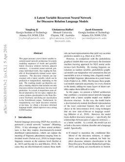 A Latent Variable Recurrent Neural Network for Discourse Relation
  Language Models