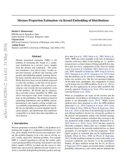 Mixture Proportion Estimation via Kernel Embedding of Distributions