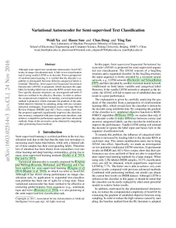 Variational Autoencoders for Semi-supervised Text Classification