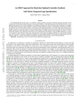 An MILP Approach for Real-time Optimal Controller Synthesis with Metric
  Temporal Logic Specifications