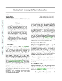 Starting Small -- Learning with Adaptive Sample Sizes