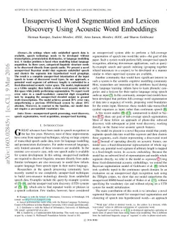 Unsupervised word segmentation and lexicon discovery using acoustic word
  embeddings