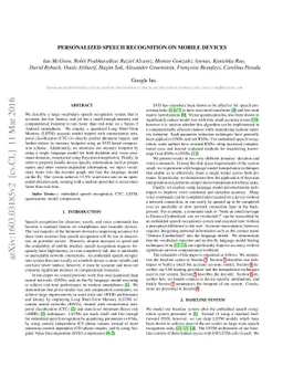 Personalized Speech recognition on mobile devices