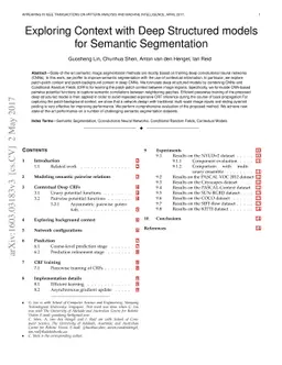 Exploring Context with Deep Structured models for Semantic Segmentation