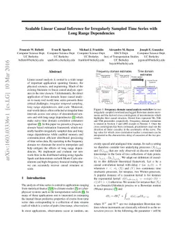 Scalable Linear Causal Inference for Irregularly Sampled Time Series
  with Long Range Dependencies