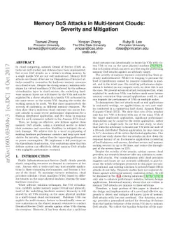 Memory DoS Attacks in Multi-tenant Clouds: Severity and Mitigation