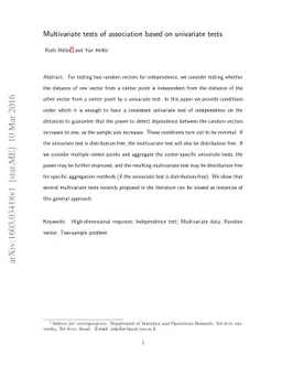 Multivariate tests of association based on univariate tests