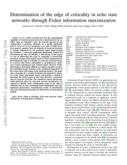 Determination of the edge of criticality in echo state networks through
  Fisher information maximization