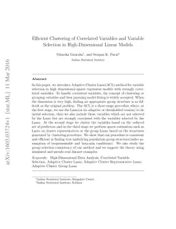 Efficient Clustering of Correlated Variables and Variable Selection in
  High-Dimensional Linear Models