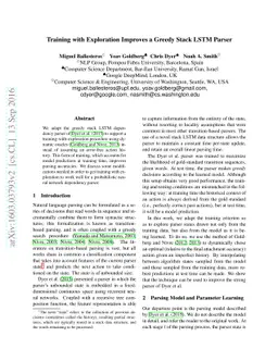 Training with Exploration Improves a Greedy Stack-LSTM Parser