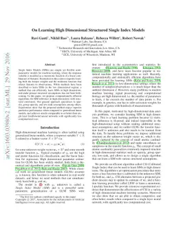On Learning High Dimensional Structured Single Index Models