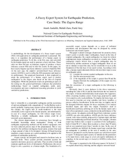 A fuzzy expert system for earthquake prediction, case study: the Zagros
  range