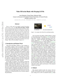 Video Fill in the Blank with Merging LSTMs