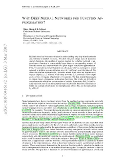 Why Deep Neural Networks for Function Approximation?