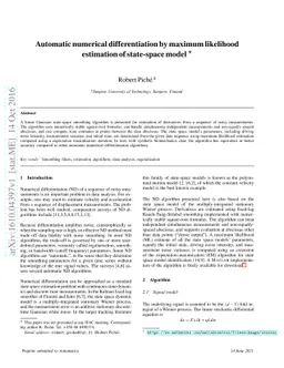 Automatic numerical differentiation by maximum likelihood estimation of
  state-space model