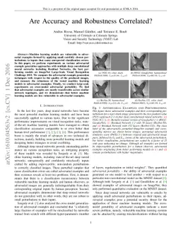Are Accuracy and Robustness Correlated?
