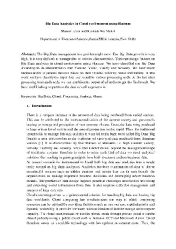 Big Data Analytics in Cloud environment using Hadoop