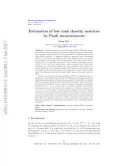 Estimation of low rank density matrices by Pauli measurements