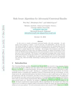 Risk-Aware Algorithms for Adversarial Contextual Bandits