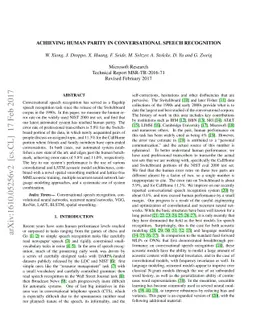 Achieving Human Parity in Conversational Speech Recognition