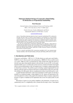 Makespan Optimal Solving of Cooperative Path-Finding via Reductions to
  Propositional Satisfiability