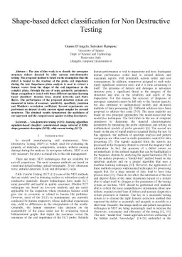 Shape-based defect classification for Non Destructive Testing