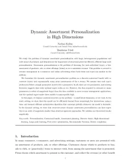 Dynamic Assortment Personalization in High Dimensions