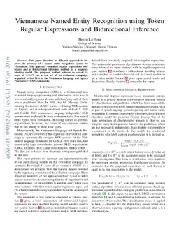 Vietnamese Named Entity Recognition using Token Regular Expressions and
  Bidirectional Inference