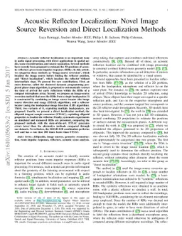 Acoustic Reflector Localization: Novel Image Source Reversion and Direct
  Localization Methods