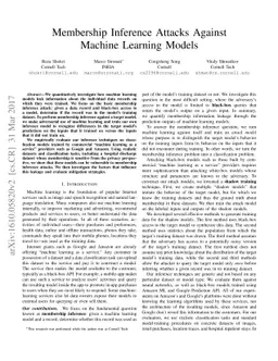 Membership Inference Attacks against Machine Learning Models